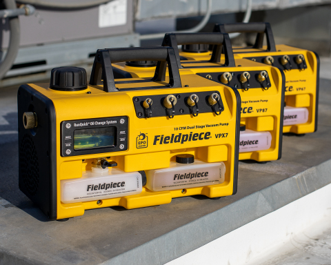 Fieldpiece Instruments introduces three new vacuum pumps for efficient evacuation. Visit https://www.fieldpiece.com/product-category/recovery-and-vacuum/vacuum-pumps/ for more information. (Photo: Business Wire)