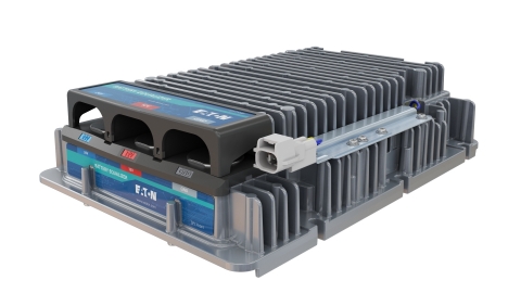original Eaton’s specialty converter, also known as a battery equalizer, works in conjunction with another converter that takes power from the BEV’s 600-volt system and steps it down to 24 volts. (Photo: Business Wire)