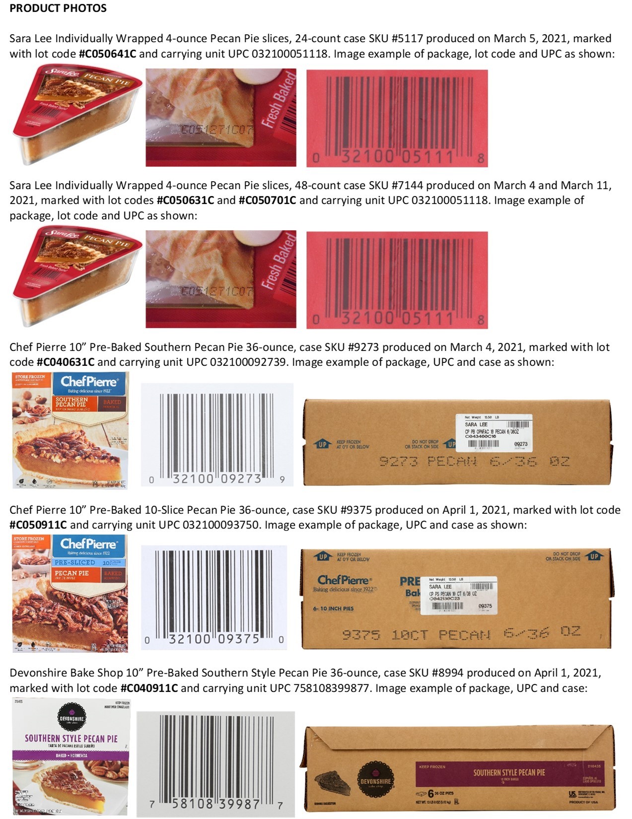 Sara Lee Frozen Bakery Issues Allergy Alert on Undeclared Peanuts in Pecan  Pies | Business Wire