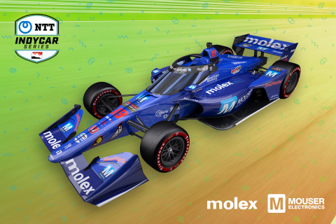 The Dale Coyne Racing with Vasser Sullivan No. 18 car will sport a sleek Mouser Blue livery for the second year in a row at the 2021 GMR Grand Prix on May 15. (Photo: Business Wire)