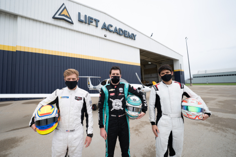 NNT INDYCAR Series drivers Spencer Pigot, Dalton Kellett and Kyle Kaiser visit LIFT Academy in Indianapolis to take their skills from the race car to airplane with a discovery flight from Indianapolis International Airport. (Photo: Business Wire)
