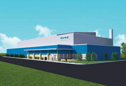 Rendering of the SHINE medical isotope production facility that will be built in Veendam, the Netherlands. After a year-long search process, SHINE today announced Veendam’s selection as the facility's site. Construction is expected to begin in 2023. (Graphic: SHINE Medical Technologies)