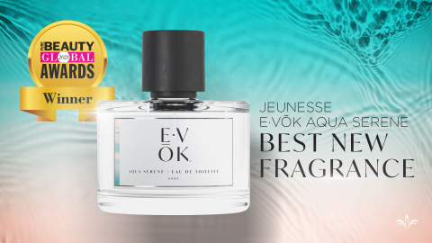 E·VŌK Aqua Serene is an aromatic floral fragrance that melds carefully curated pure French lavender essential oil with comforting musk notes of amber and cedar. The scent is enhanced with an innovative Phytogaia® accord that has the power to bring scientifically proven benefits such as helping one to feel an array of emotions. (Photo: Business Wire)