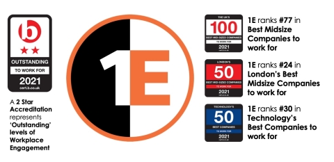 1E Achieves Outstanding Level of Workplace Engagement, Earns Prestigious Rankings on Three Best Companies Lists (Graphic: Business Wire)