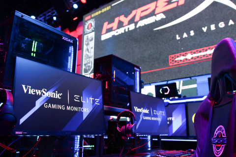 ViewSonic ELITE™ XG270 27-inch gaming monitors highlight the gaming stations of Allied Esports’ flagship esports venue, HyperX Esports Arena Las Vegas. (Photo: Business Wire)