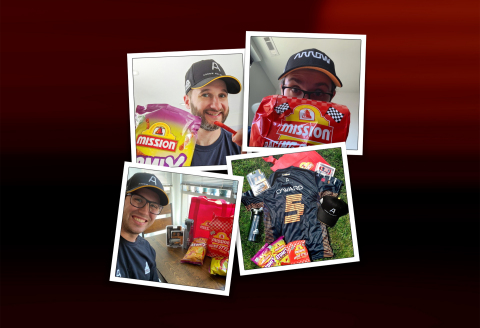 Winners of Mission Foods' #2Fast2Tasty Fan Packs pose with their prizes. Fan Pack recipient Mario Gomez was selected as the winner of the Mission Foods Indy 500 VIP Experience. (Graphic: Business Wire)