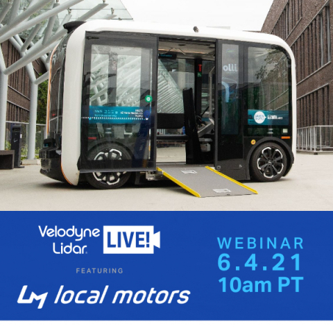 thumbnail Velodyne Lidar announced new episodes of its digital learning series Velodyne Lidar LIVE! The June 4 episode will feature Kat Dransfield, Vice President, Product and Digital Platform Strategy at Local Motors. Dransfield will discuss global deployment of the Olli 2.0 self-driving vehicle and building next-generation 3D-printed vehicles at the Local Motors microfactory in Knoxville, Tenn. (Photo: Velodyne Lidar)