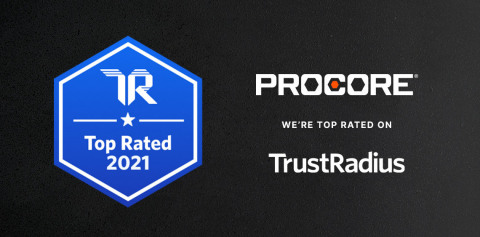original Procore Earns a 2021 Top Rated Construction Product Award From TrustRadius (Graphic: Business Wire)