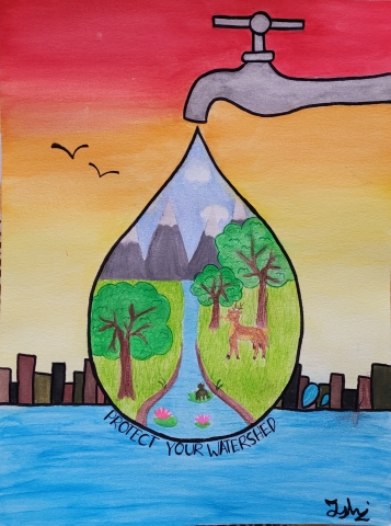 Sixth-grader Ishi Gupta of South Fayette Middle School, Allegheny County, earned the grand prize for her artwork, which will be featured on the cover of Pennsylvania American Water’s first-ever “Protect Our Watersheds” wall calendar. The calendars will be printed and distributed across the Commonwealth later this year. (Photo: Business Wire)