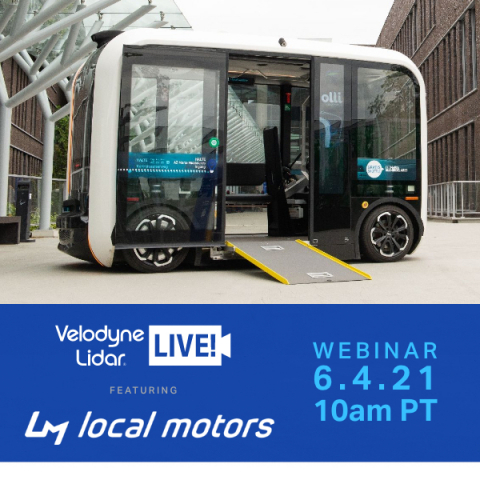 Velodyne Lidar announced new episodes of its digital learning series Velodyne Lidar LIVE! The June 4 episode will feature Kat Dransfield, Vice President, Product and Digital Platform Strategy at Local Motors. Dransfield will discuss global deployment of the Olli 2.0 self-driving vehicle and building next-generation 3D-printed vehicles at the Local Motors microfactory in Knoxville, Tenn. (Photo: Velodyne Lidar)