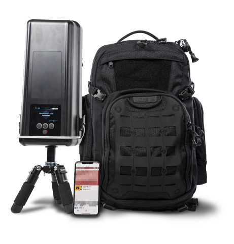 The Teledyne FLIR identiFINDER® R700 Backpack Radiation Detector is an advanced mobile system that offers unparalleled capability for broad-area radiological monitoring missions. With its connected mobile phone app and low-profile backpack, the R700 allows public safety officials to discreetly detect, identify, and track radiation threats at mass gatherings, transportation hubs, or public events. (Photo: Business Wire)