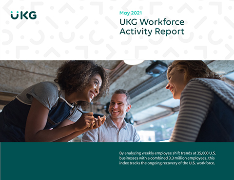 original UKG (Ultimate Kronos Group) has published its Workforce Activity Report for May 2021. UKG high-frequency shift work data shows employee workplace activity increased 0.1% for May.