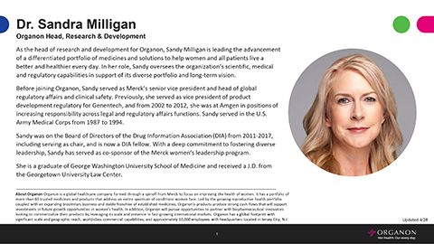 Sandi Milligan, Organon Head, Research & Development Bio (Document: Business Wire)