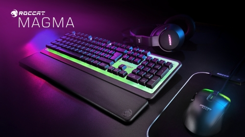 ROCCAT's all-new Magma Membrane PC gaming keyboard takes RGB lighting to new levels with its fully lit top plate, and the affordable $59.99 MSRP make it a great option for new gamers and anyone looking to step-up their desktop RGB setup. Available now at participating retailers worldwide. (Graphic: Business Wire)