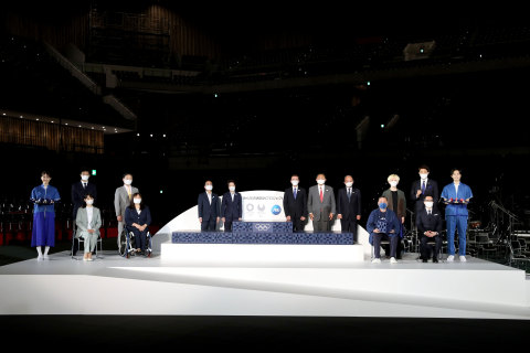 original Procter & Gamble in Partnership with the Tokyo 2020 Organizing Committee and the International Olympics Committee officially unveils the podiums for the Olympic and Paralympic Games Tokyo 2020 medal award ceremonies. For the first time in history, the podiums were manufactured using recycled plastic contributed by the public and recovered from the oceans as part of the Tokyo 2020 Podium Project. (Photo courtesy of ©Tokyo 2020)