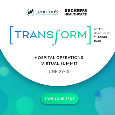 LeanTaaS' inaugural summit, Transform, will bring together health system executives and other industry experts to discuss how health systems across the U.S. use AI and both predictive and prescriptive analytics tools to transform their processes and create significant, lasting improvements in their outcomes. (Graphic: Business Wire)