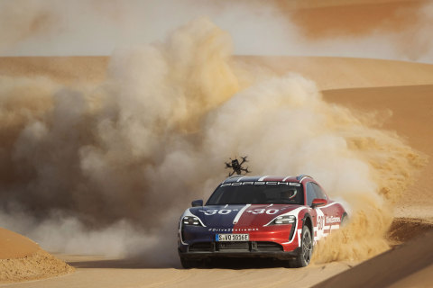 thumbnail The world’s first electric Cross Utility Vehicle, the Taycan Cross Turismo, and one of the world’s top drone pilots, Johnny FPV, formed a pioneering duo (Photo: AETOSWire)