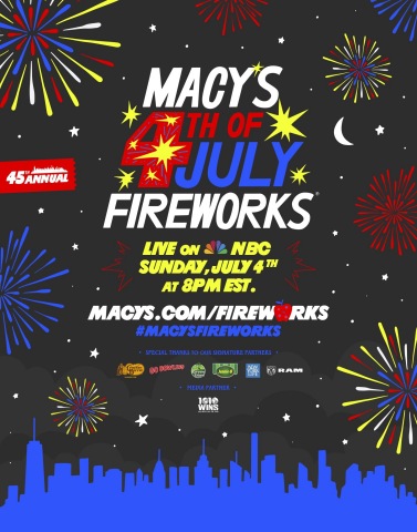 Macy’s 4th of July Fireworks® returns live from New York City. Watch the star studded two-hour entertainment special on NBC, Sunday, July 4th at 8 PM EST/PST. (Photo: Business Wire)