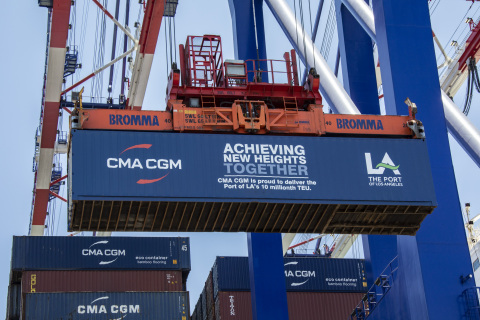 The Port of Los Angeles became the first port in the Western Hemisphere to process 10 million container units in a 12-month period. (Photo: Business Wire)
