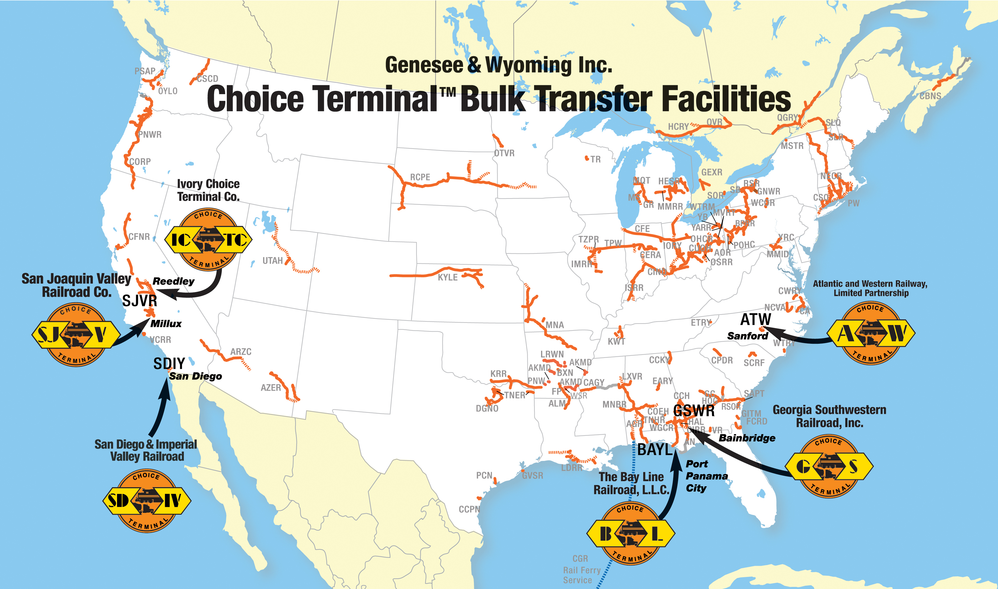 Genesee Wyoming Railroad Map Genesee & Wyoming Subsidiary Acquires The Assets Of The Port Of Ivory; Will  Operate As The Ivory Choice Terminal, A G&W Choice Terminal™ Bulk Transfer  Facility | Business Wire