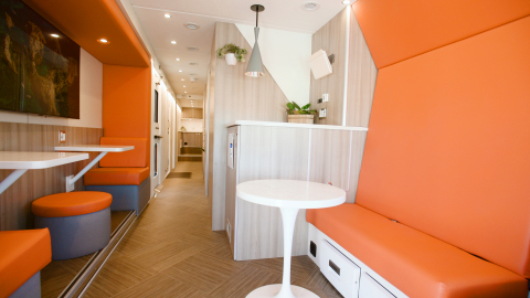 View of the check-in lobby upon entering the front of the new Optum Mobile Clinic. (Source: Capture Film Co. for Optum)