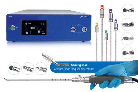 joimax® Launches New Generation of Shrill® Shaver Drill System. Developed for the removal of soft tissue and bone, the system is also highly effective in treating stenosis, a degenerative spine condition. (Photo: Business Wire)