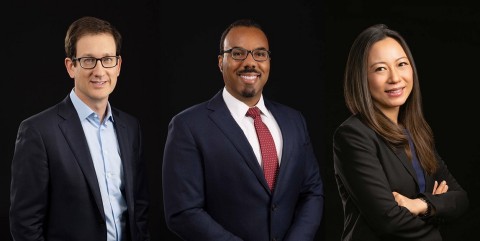 From left: Partners Matthew Kutcher, Bobby Earles and Lei Shen join Cooley's Chicago office, expanding the firm's national roster of talented litigators. The trio brings wide-ranging capabilities as a former high-level prosecutor, a seasoned litigator and a cyber/privacy/security authority. (Photo: Business Wire)