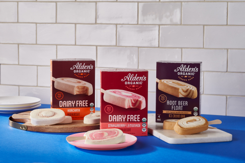 Alden’s Organic, America’s best-selling organic ice cream, is launching a collection of ice cream bars inspired by classic beverages: Strawberry Lemonade, Root Beer Float and Horchata. (Photo: Business Wire)