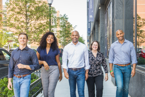 Nasir Qadree, third from left, is founder and managing partner of Zeal Capital Partners. Team members include, from left to right, Andy Will, senior associate; Nicole Wardlaw, analyst; Nicole West, executive in residence, fintech; and Jason Green, executive in residence, Future of Work. (Photo: Business Wire)