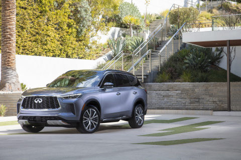 The all-new 2022 INFINITI QX60, combining powerful athleticism with harmony and simplicity. AUTOGRAPH grade shown in Moonbow Blue. Not yet available for purchase. Expected availability, late 2021. Pre-production model shown. Actual production model may vary. (Photo: Business Wire)