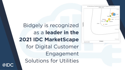 A new IDC MarketScape report has recognized Bidgely as a “Leader” in digital customer engagement solutions for utilities worldwide - one of only three companies in the Leaders category. (Graphic: Business Wire)