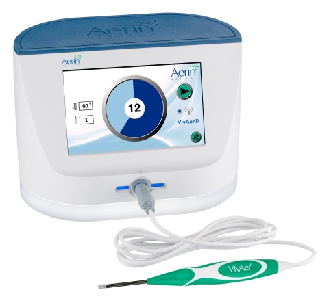 A randomized controlled trial published in International Forum of Allergy and Rhinology confirms the safety and efficacy of VivAer® for the treatment of nasal airway obstruction (NAO) caused by nasal valve collapse (NVC). VivAer, a non-invasive technology developed by Aerin Medical Inc., uses patented, temperature-controlled radiofrequency energy to provide long-term relief from nasal obstruction. (Photo: Business Wire)
