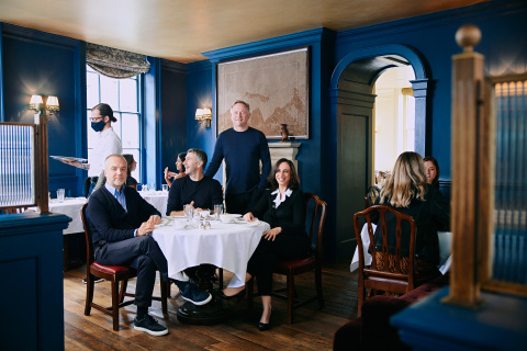 Membership Collective Group Leadership Team at the original Soho House, 40 Greek Street; L-R - Martin Kuczmarski, Chief Operating Officer; Andrew Carnie, President; Nick Jones, Chief Executive Officer and Founder; Humera Afzal, Chief Financial Officer (Photo: Business Wire)