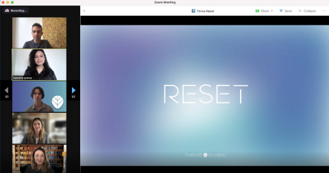 Thrive Global Teams Up With Zoom To Launch Thrive Reset App (Photo: Business Wire)