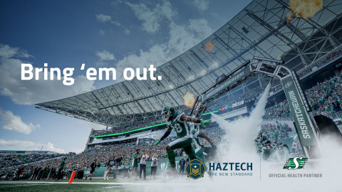 Haztech partners with the Saskatchewan Roughrider Football Club as the Official Health Partner for the 2021 season. (Photo: Business Wire)
