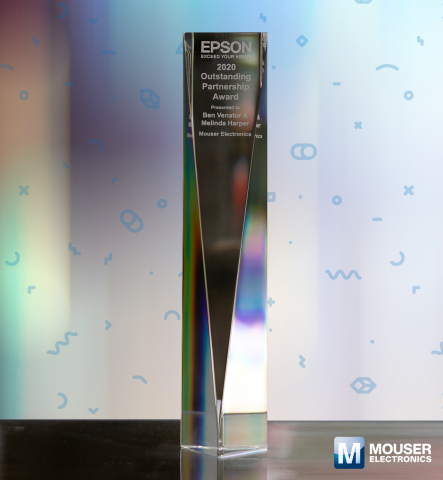 Mouser received the 2020 Outstanding Partnership Award from Epson America for continued increases in market share and customer count. (Photo: Business Wire)
