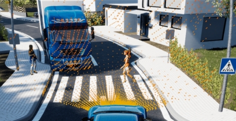 Simulation of Cepton Nova lidar point cloud in an ADAS use case, using dSPACE’s solution. © dSPACE (Graphic: Business Wire)