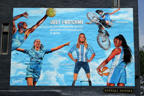 Secret Deodorant teams up with powerful women athletes including Chiney Ogwumike, Ashleigh Johnson, Oksana Masters and more to launch “Just #WatchMe” campaign, encouraging everyone to show up and support all girls and women athletes with murals across New York, Atlanta and Philadelphia. (Photo by Dia Dipasupil/Getty Images for Secret Deodorant)