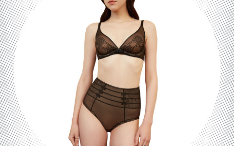 A woman wears a bra and panty set with LYCRA® FitSense™ technology for nipple concealment and lightweight, targeted support. (Photo: Business Wire)