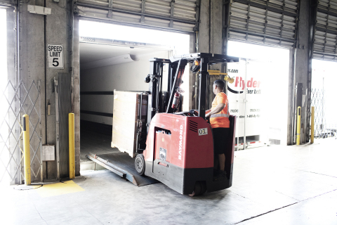 A forklift operator loads a trailer at a Ryder-managed supply chain solutions warehouse. (Photo: Business Wire)