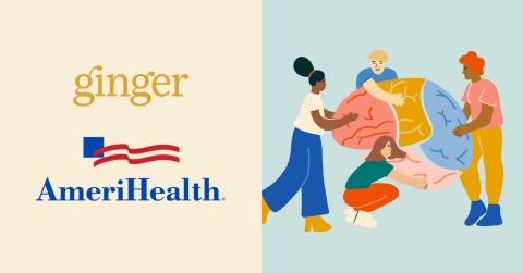 Ginger partners with AmeriHealth Caritas District of Columbia to bring free on-demand mental healthcare to 110,000 Medicaid plan enrollees. (Graphic: Business Wire)