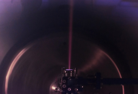 Momentus’ latest-generation thruster undergoes testing in a vacuum chamber at company headquarters. (Photo: Business Wire)