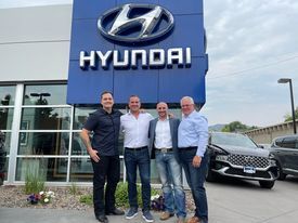 Foundation Automotive has acquired their 23rd dealership, Foundation Boulder Hyundai. Pictured left to right: Cole Kutschinski, Kevin Kutschinski, Josh Letsis, and Chuck Kramer (Photo: Business Wire)