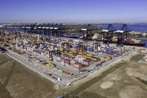 original Port Houston's Bayport Container Terminal is busy at work. (Photo: Business Wire)