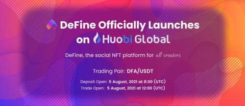 DeFine Will Be Listed on the Huobi Pioneer Zone Following by Primepool Mining Activity (Graphic: Business Wire)