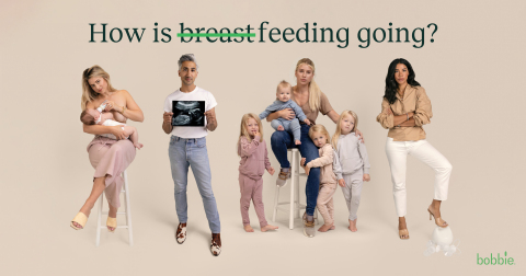 (L to R) Lesley Anne Murphy, Tan France, Kelly Stafford, and Hannah Bronfman join Bobbie in a movement to evolve the conversation on how we feed our babies by asking a new question, 'how is feeding going?' (Photo: Business Wire)