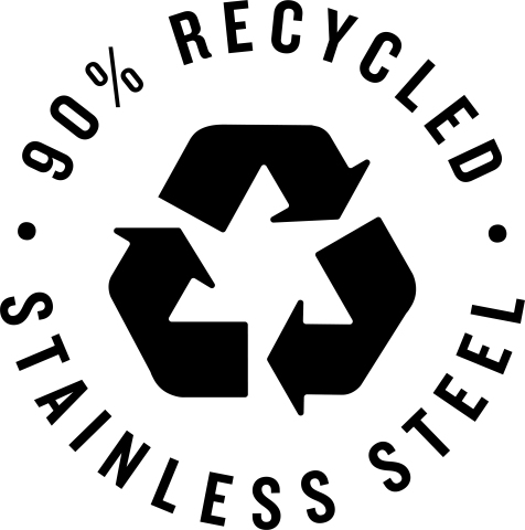 "90% Recycled Steel" icon that will be displayed on packaging and engraved on each Klean Kanteen product made with certified recycled stainless steel (Graphic: Business Wire)