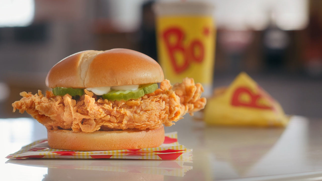 B-Roll of the Bo's Chicken Sandwich in all its glory.