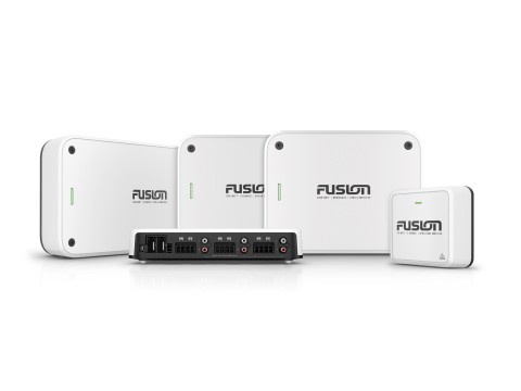 Exclusively designed for Fusion marine entertainment systems, the Apollo Series amplifiers boost power and enhance audio clarity for a superior onboard entertainment experience. (Photo: Business Wire)