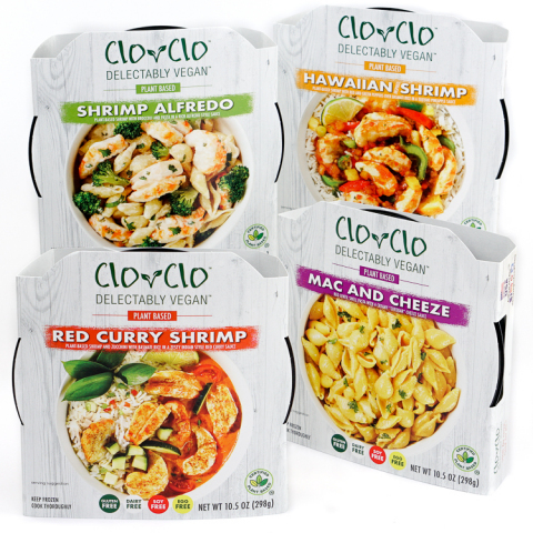 CLO-CLO™ plant-based shrimp bowls along with a vegan mac & cheeze bowl bring true innovation to the frozen entrees category. (Photo: Business Wire)